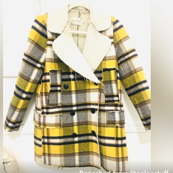 Mingze cozy coat with distressed detailing medium #plaid #business casual - Picture 6 of 6